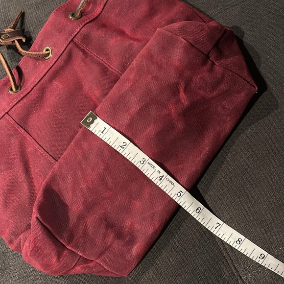 Thread and Canvas Company waxed canvas cinch top bucket bag cranberry - Picture 16 of 16